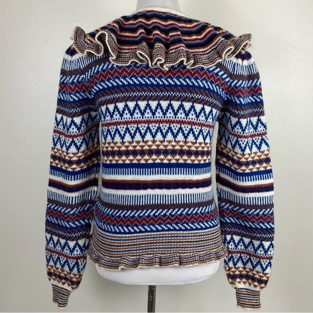 Vintage 70's Patterned Collared Sweater - Picture 2 of 9